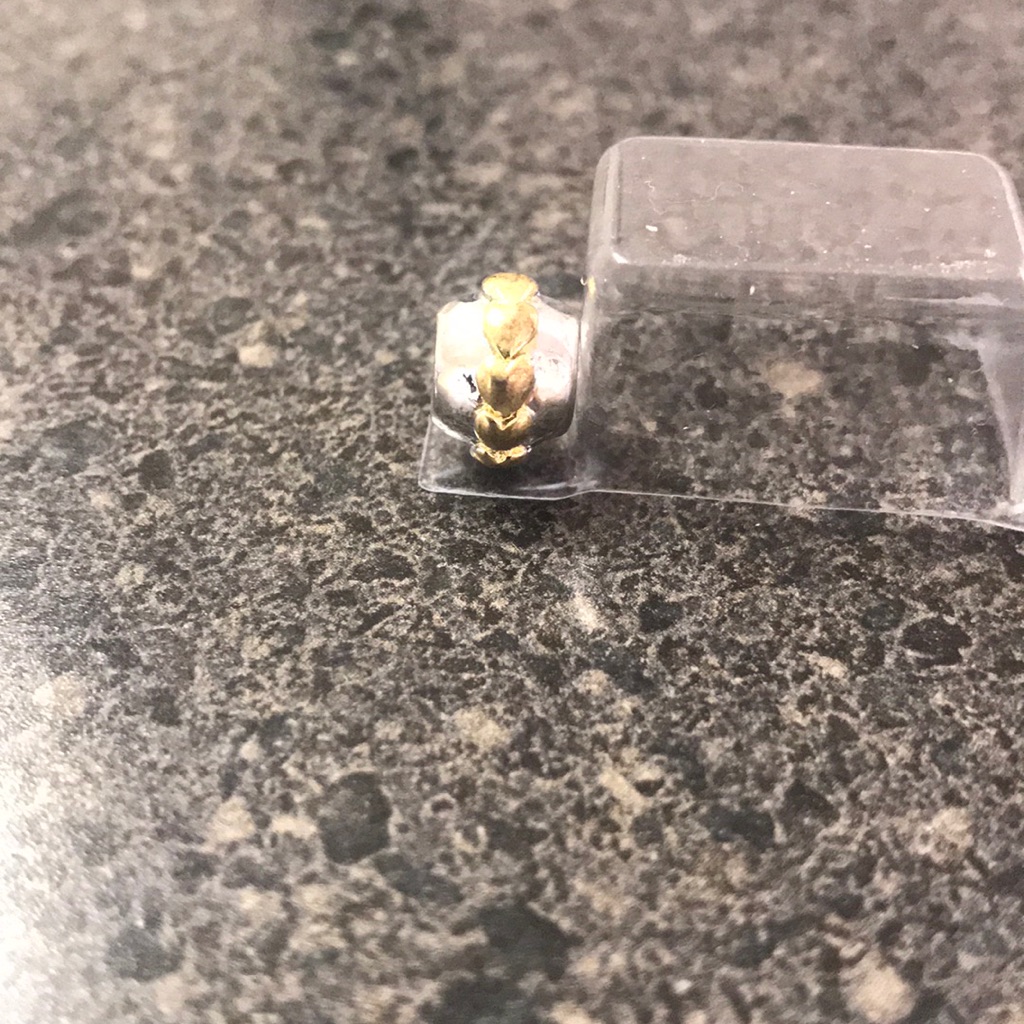 Silver Tone Eurobead W Gold Tone Heart Band